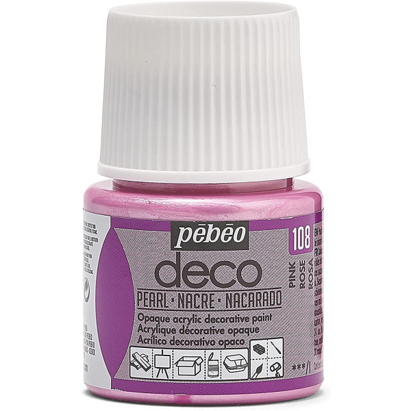 photo-Peinture acrylique - Rose - Nacré - Pébéo - Déco - 45ml