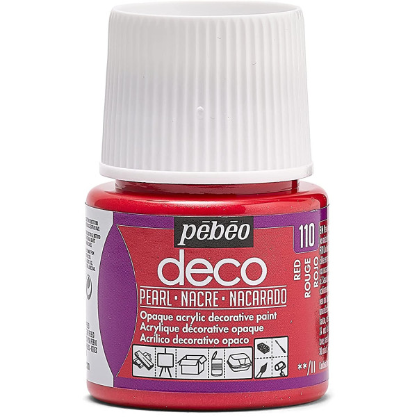 photoPeinture acrylique - Rouge - Nacré - Pébéo - Déco - 45ml