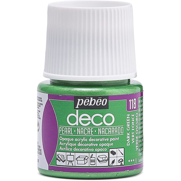 photo-Peinture acrylique - Vert foncé - Nacré - Pébéo - Déco - 45ml
