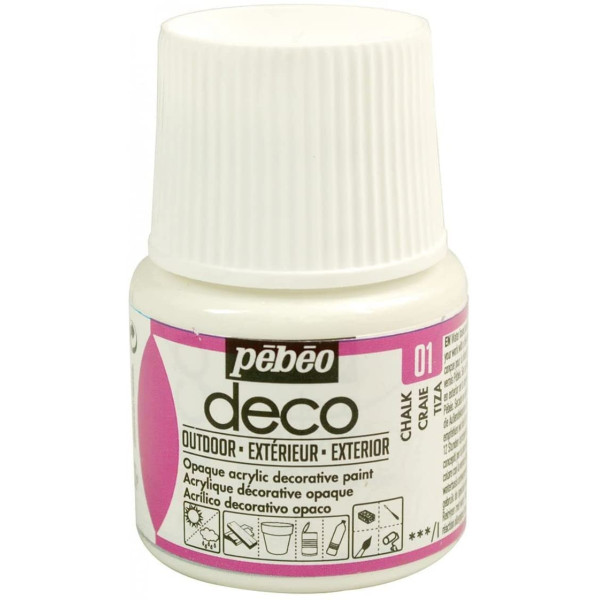 photo-Peinture acrylique - Blanc craie - Outdoor - Pébéo - Déco - 45ml