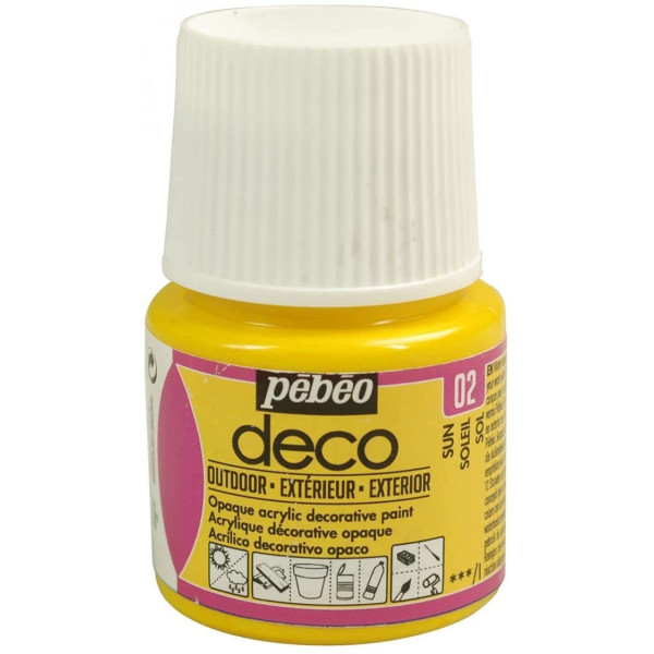 photo-Peinture acrylique - Jaune soleil - Outdoor - Pébéo - Déco - 45ml