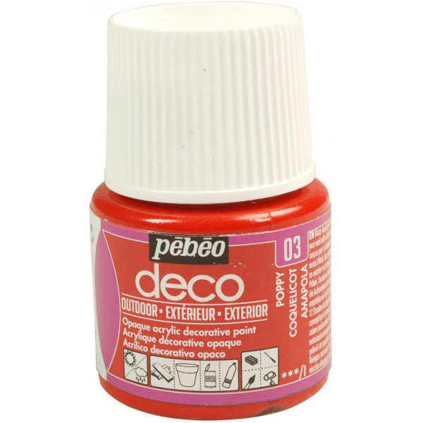 photo-Peinture acrylique - Rouge coquelicot - Outdoor - Pébéo - Déco - 45ml