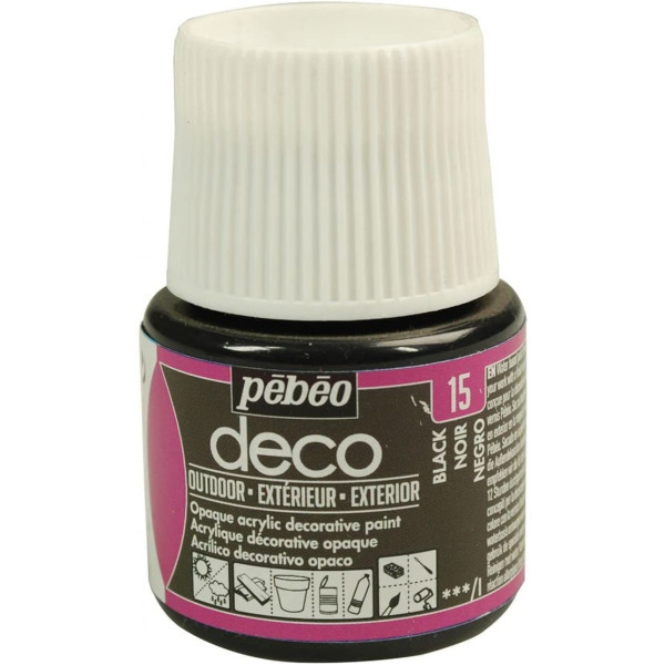 photo-Peinture acrylique - Noir mat - Outdoor - Pébéo - Déco - 45ml