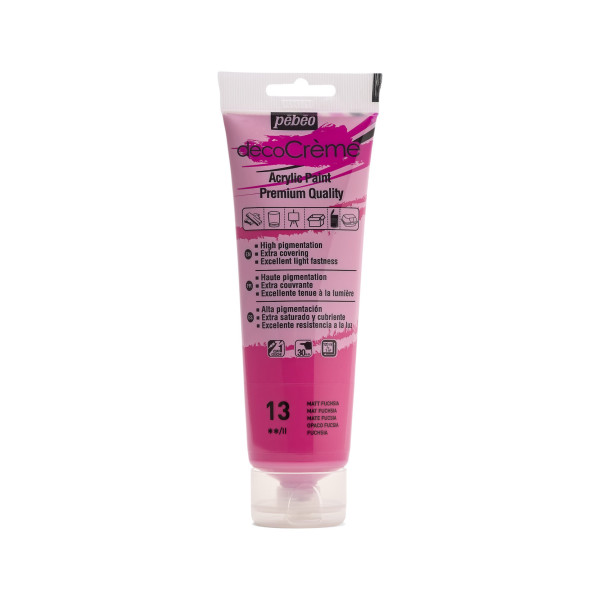 photo-Peinture acrylique - Fuchsia - Mat - 13 - Multi-supports - DécoCrème - Pébéo - 120ml