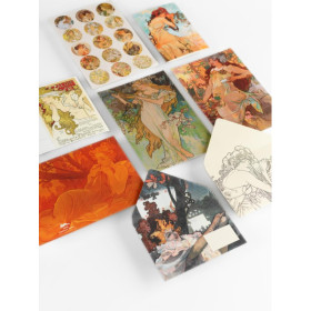 Coffret de correspondance - Papier à lettres + enveloppes + autocollants - Oeuvres Alphonse Mucha