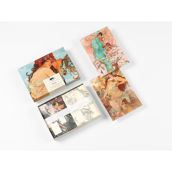 Coffret de correspondance - Papier à lettres + enveloppes + autocollants - Oeuvres Alphonse Mucha
