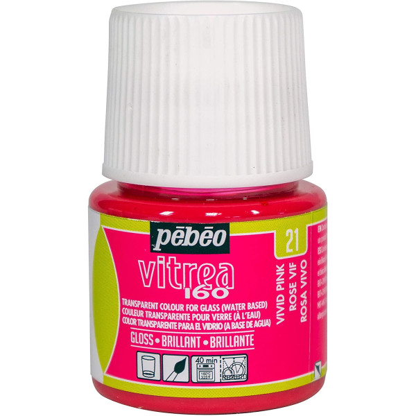photo-Peinture pour verre - Vitréa 160 - Pébéo - Rose vif - 45ml