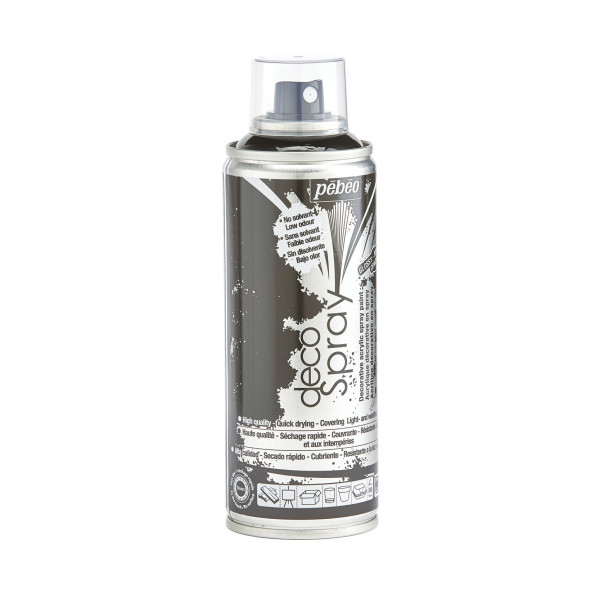 Bombe de peinture - Noir - Brillant - 845 - Pébéo - DecoSpray - 200ml - Tous supports