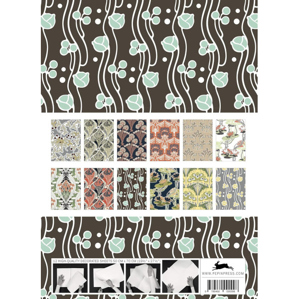 Papiers créatifs - Motifs art nouveau - Scrapbooking - 12 feuilles - 50x70cm