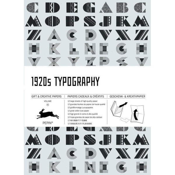 photo-Papiers créatifs - Alphabet et typographie art déco - Scrapbooking - 12 feuilles - 50x70cm