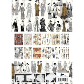Papiers créatifs - Modèles femme fashion art déco 1920 - Scrapbooking - 12 feuilles - 50x70cm