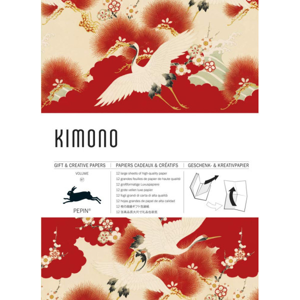 photo-Papiers créatifs - Motifs inspiration kimono japonais - Scrapbooking - 12 feuilles - 50x70cm