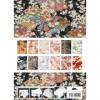 Papiers créatifs - Motifs inspiration kimono japonais - Scrapbooking - 12 feuilles - 50x70cm