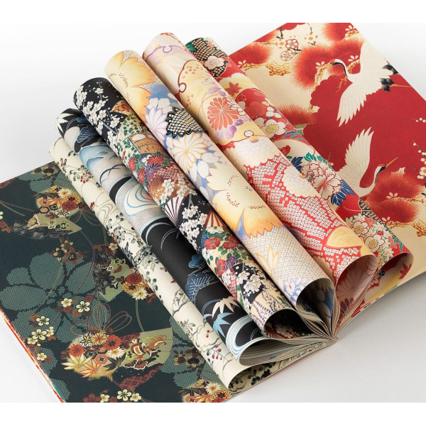 Papiers créatifs - Motifs inspiration kimono japonais - Scrapbooking - 12 feuilles - 50x70cm