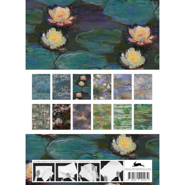 Papiers créatifs - Œuvres de Claude Monet - Scrapbooking - 12 feuilles - 50x70cm