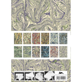 Papiers créatifs - Motifs marbrés - Scrapbooking - 12 feuilles - 50x70cm