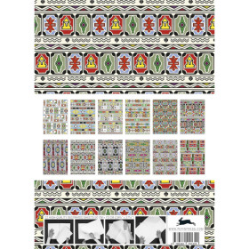 Papiers créatifs - Motifs Ndebele style - Art africain - Scrapbooking - 12 feuilles - 50x70cm