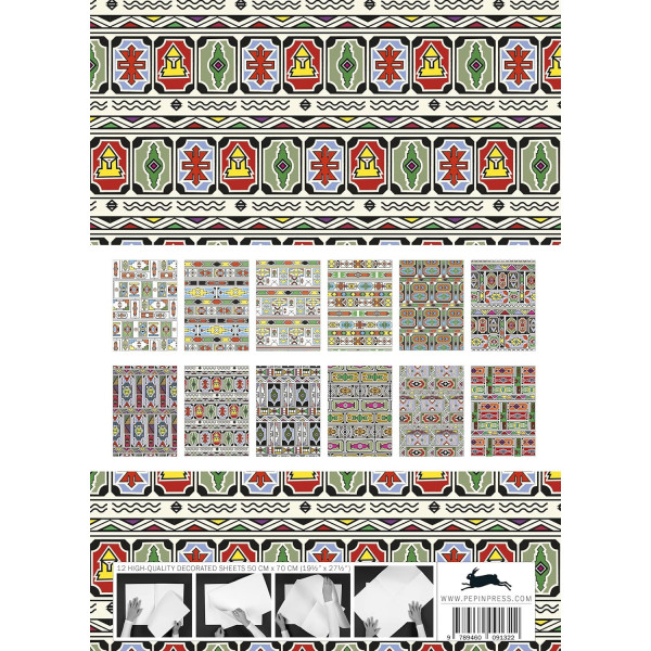 Papiers créatifs - Motifs Ndebele style - Art africain - Scrapbooking - 12 feuilles - 50x70cm