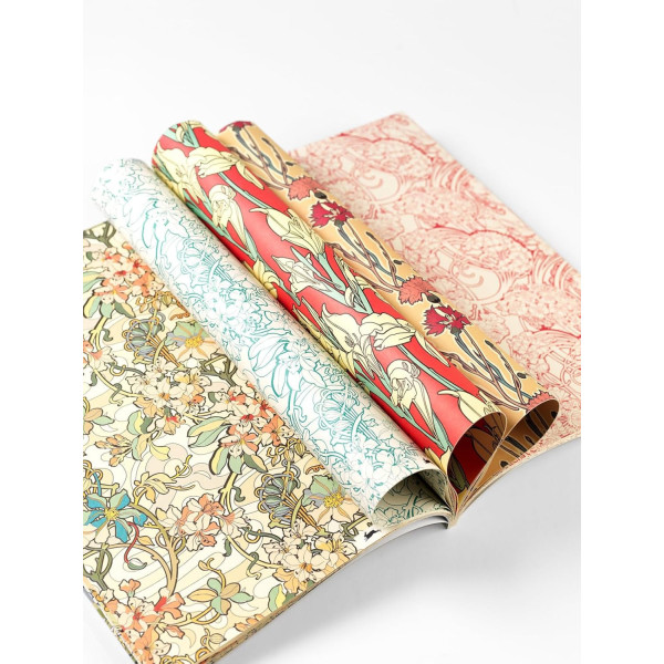 Papiers créatifs - Œuvres de Alphonse Mucha - Scrapbooking - 12 feuilles - 50x70cm