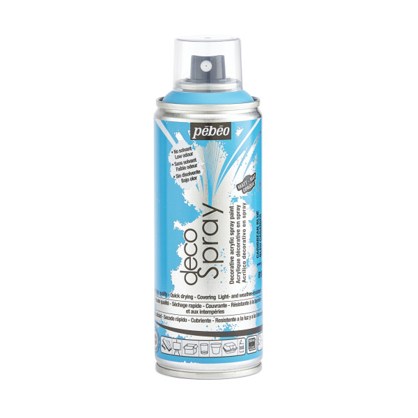 photo-Bombe de peinture - Bleu Caraïbes - Mat - 818 - Pébéo - DecoSpray - 200ml - Tous supports