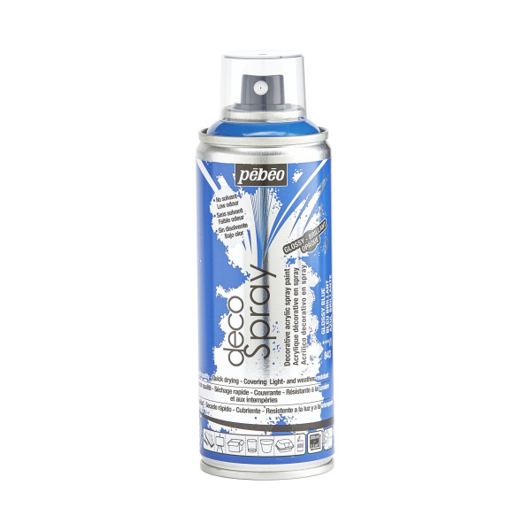 photo-Bombe de peinture - Bleu - Brillant - 843 - Pébéo - DecoSpray - 200ml - Tous supports