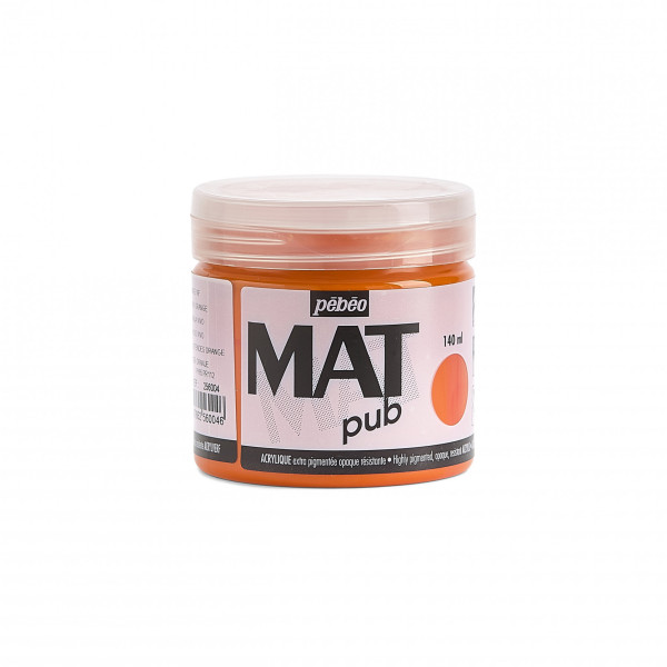 photo-Peinture acrylique - Extra mate - Orange vif - 256004 - Pébéo Mat Pub - 140ml