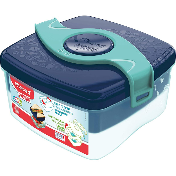 photo-Boîte à déjeuner et goûter - Plastique - Bleu - 2 compartiments - 1,4 L - 15 x 17 cm - Maped