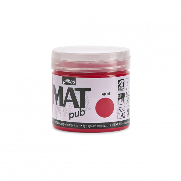 Peinture acrylique - Extra mate - Rouge magenta - 256006 - Pébéo Mat Pub - 140ml