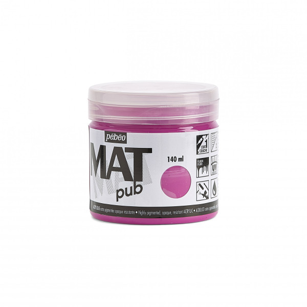 Peinture acrylique - Extra mate - Rose tyrien - 256008 - Pébéo Mat Pub - 140ml