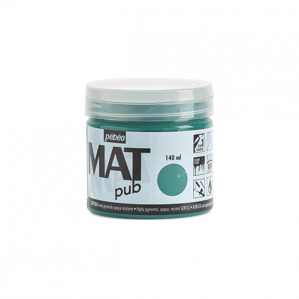 Peinture acrylique - Extra mate - Vert canard - 256014 - Pébéo Mat Pub - 140ml
