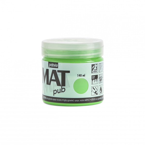 Peinture acrylique - Extra mate - Vert lumière - 256015 - Pébéo Mat Pub - 140ml