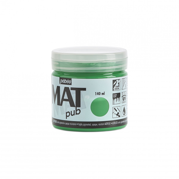 Peinture acrylique - Extra mate - Vert permanent - 256016 - Pébéo Mat Pub - 140ml