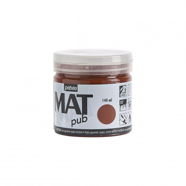 Peinture acrylique - Extra mate - Sienne brûlée - 256020 - Pébéo Mat Pub - 140ml