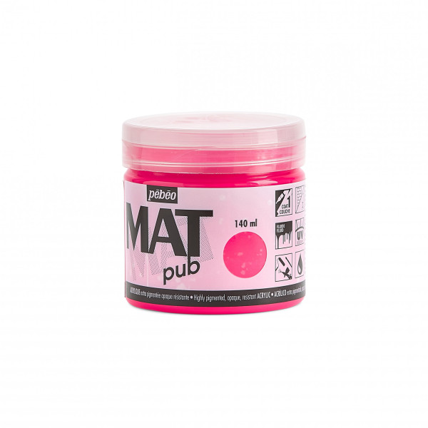 Peinture acrylique - Extra mate - Rose fluo - 256028 - Pébéo Mat Pub - 140ml