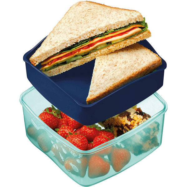 Boîte à déjeuner et goûter - Plastique - Bleu - 2 compartiments - 1,4 L - 15 x 17 cm -Maped