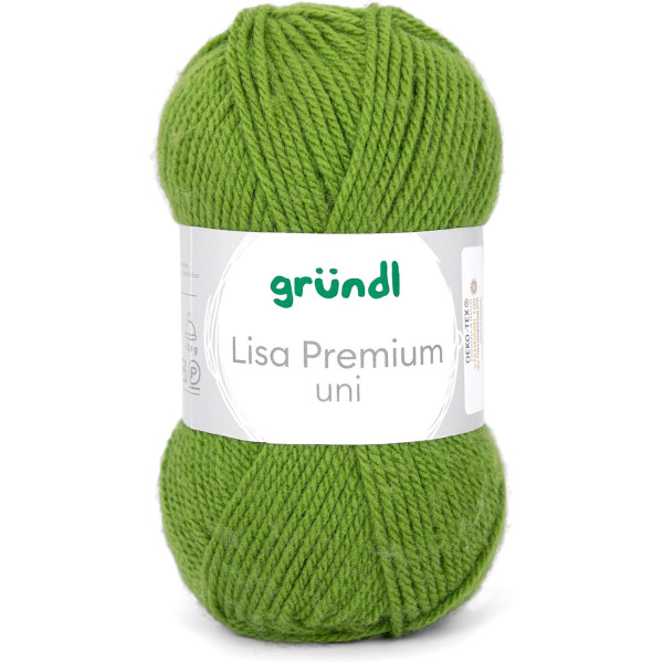 photo-Pelote de laine - Vert matcha - 33 - 100% acrylique - 3,5/4,5 mm - Gründl - Lisa Premium