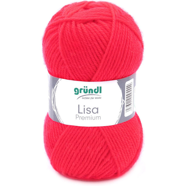 photo-Pelote de laine - Corail fluo - 47 - 100% acrylique - 3,5/4,5 mm - Gründl - Lisa Premium