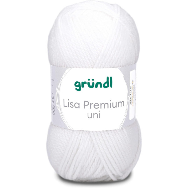 10 pelotes de laine - Blanc - 1 - 100% acrylique - 3,5/4,5 mm - Gründl - Lisa Premium