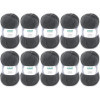 phoot-10 pelotes de laine - Anthracite - 25 - 100% acrylique - 3,5/4,5 mm - Gründl - Lisa Premium