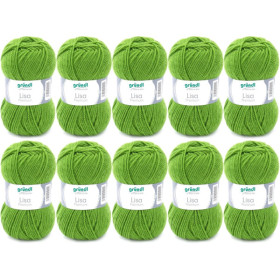 photo-10 pelotes de laine - Vert matcha - 33 - 100% acrylique - 3,5/4,5 mm - Gründl - Lisa Premium