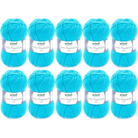 photo-10 pelotes de laine - Bleu turquoise - 41 - 100% acrylique - 3,5/4,5 mm - Gründl - Lisa Premium