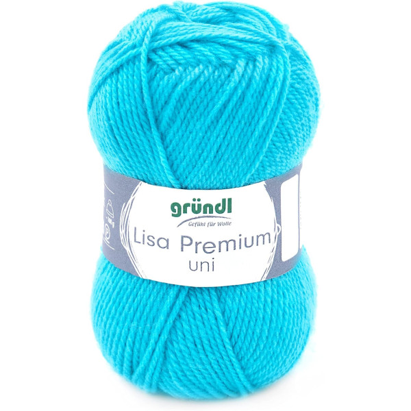 10 pelotes de laine - Bleu turquoise - 41 - 100% acrylique - 3,5/4,5 mm - Gründl - Lisa Premium