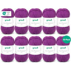 photo-10 pelotes de laine - Pourpre - 48 - 100% acrylique - 3,5/4,5 mm - Gründl - Lisa Premium
