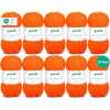 10 pelotes de laine - Orange fluo - 50 - 100% acrylique - 3,5/4,5 mm - Gründl - Lisa Premium