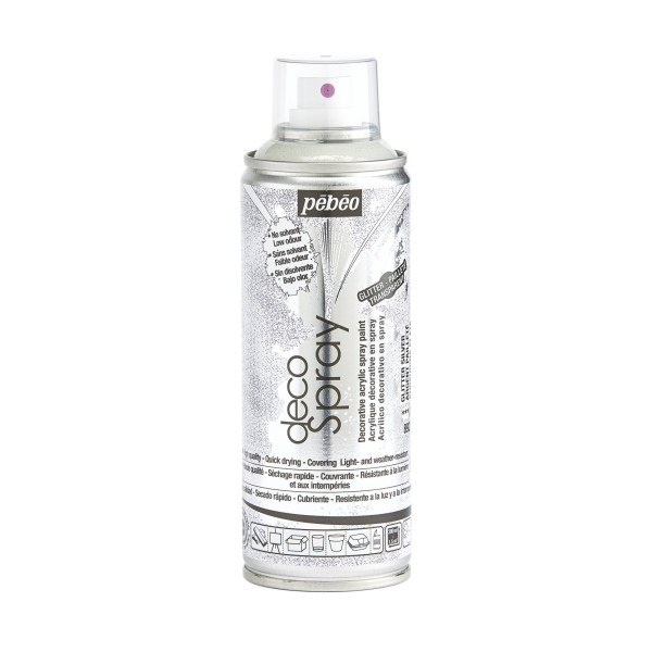 photo-Bombe de peinture - Argent pailleté - 892 - Pébéo - DecoSpray - 200ml - Tous supports