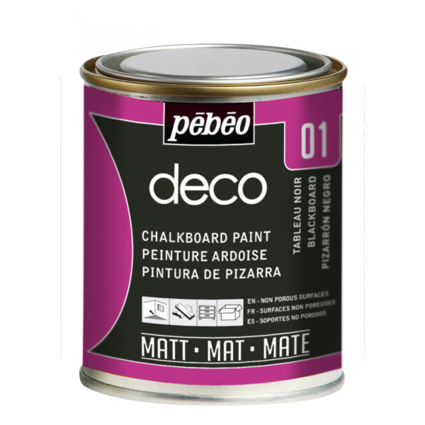 photo-Peinture ardoise - Noir - Tableau noir - Tous supports - Finition mate - Pébéo Deco - 250ml
