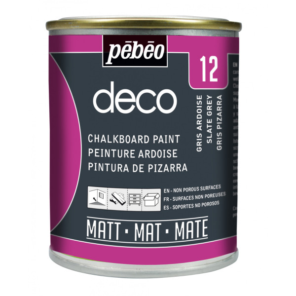 photo-Peinture ardoise - Gris ardoise - Tableau noir - Tous supports - Finition mate - Pébéo Deco - 250ml