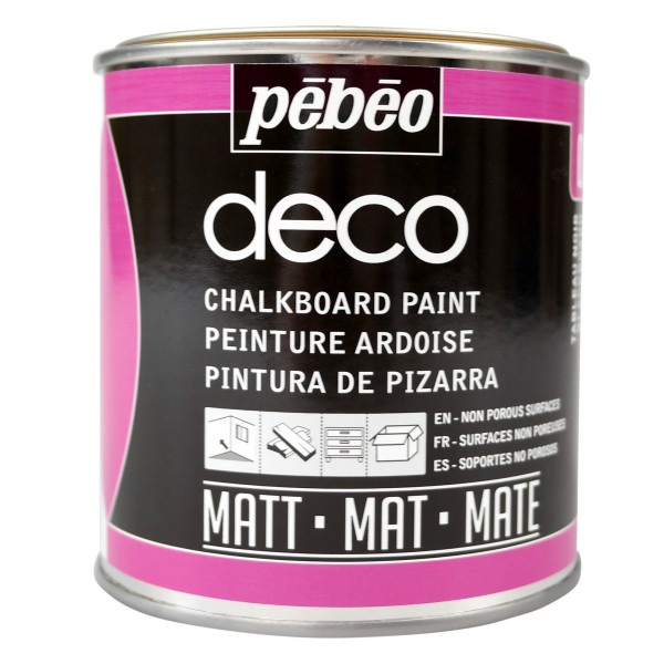 photo-Peinture ardoise - Noir - Tableau noir - Tous supports - Finition mate - Pébéo Deco - 500ml
