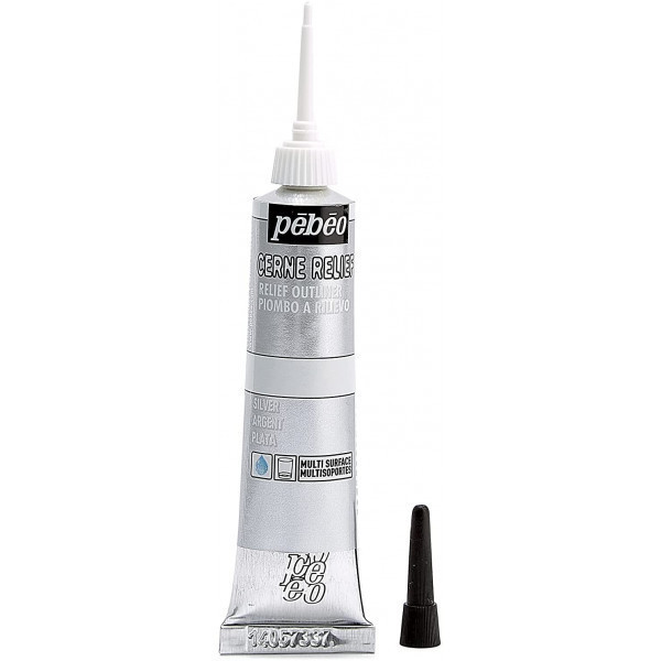 Cerne relief - Argent - Pébéo - Pour réaliser des contours métallique - Tube 20ml