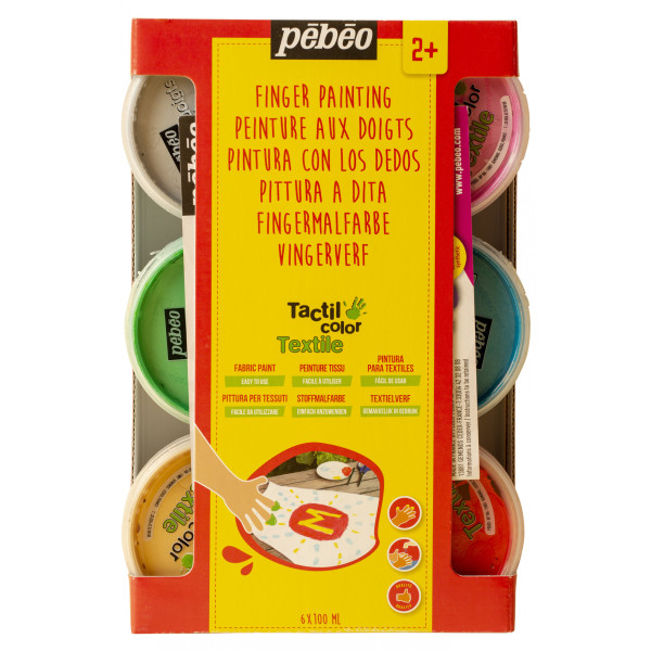 photo-Peinture textile - Application aux doigts - Enfants dès 2 ans - Couleurs métalliques - Pébéo
